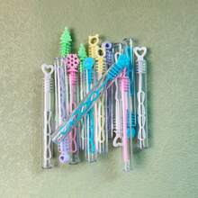 5支彩色多孔心形泡泡棒，户外活动泡泡液用品，营造节日氛围 - 混色 - 查看 6