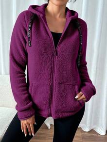 Sudadera Chamarra de Peluche para Dama – Felpa Suave, Cremallera Frontal, Invierno, Nataly Sport - Morado - Ver 3