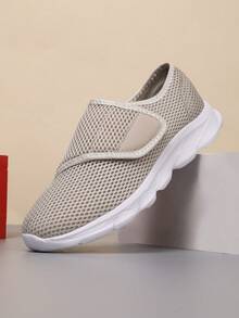 Sapatos ajustáveis para idosos, com fecho de , sola macia, calçados casuais para pais, mães e avós, adequados para primavera e verão - Caqui - Ver 4