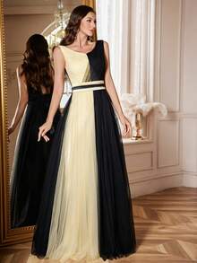 1 Stück asymmetrisches Design elegantes gerafftes Mesh-Kleid, hochwertiges Abendkleid für Hochzeiten, formelle Anlässe, geeignet für Frühling, Sommer, Herbst, Winter