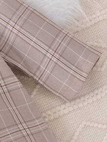 Komplet dla młodej dziewczyny, 3 elementy: dwurzędowa marynarka w kratę w kolorze róży, jednokolorowy top i mini spódniczka w kratę, swobodny, szykowny strój do szkoły, na zewnątrz, do pracy i na wakacje