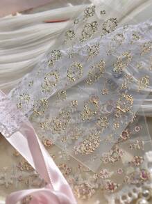 Autumn New Style 1pc 5D Nail Art Stickers Metal Noble And Elegant Nail Stickers, Light Mature Style Nail Stickers, Gold-Rimmed Scepter Ornaments Adhesive Nail Art Stickers Decals Manicure Charms - Multicolor - View 4