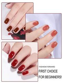 peacecolor 6 PIEZAS Esmalte de uñas de gel de cristal de 10ML, juego de esmalte de gel de uñas rojo, marrón, desnudo y transparente que se retira con remojo, de larga duración para mujeres, regalo de salón DIY