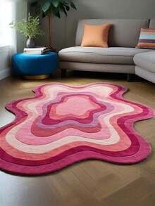 1pc Plush Plush Polka Dot Plastic Bottom Asymmetrical Shaped Fluffy Pink Bedroom Carpet, Home Decor Rug For Living Room, Sofa, Coffee Table, Suitable For Study, Wardrobe, Reading & Gaming Area, Recommend Buying Larger Size - Multicolor - View 17