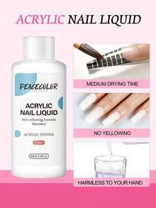 peacecolor 60ML Líquido de monómero acrílico y 3 piezas de pinceles de uñas acrílicas, sistema de líquido acrílico, suministros de uñas para regalo de Navidad de salón DIY para mujeres