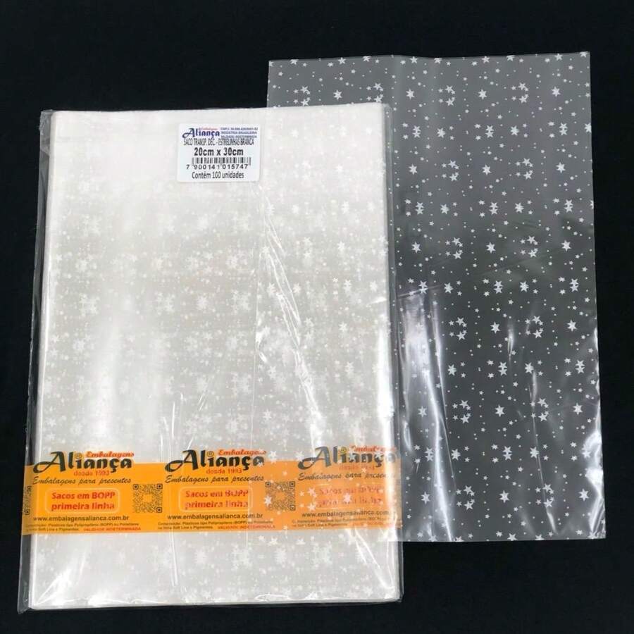Transparent Decorated Bags 50 Units Sizes To Choose From - 白色星星 - 查看 1