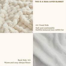 50x60 Inches Ultra-Soft Fuzzy Plush Throw Blanket - Thick, Warm Couch, Sofa, Bedroom, Camping - Decorative Blanket Cozy Warmth, Bubble Ivory White, Sherpa Style - Bubble Khaki - Xem 3
