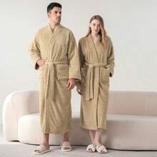 1 قطعة من الحمام ذو نصف رداء من الفليس عالي الجودة، رداء حمام طويل إضافي للكبار، مناسب للإقامة المنزلية والفندق والسبا والصالون، ماص وسريع الجفاف، فضفاض، متعدد الألوان، تصميم بسيط، ضروريات الحمام والمنزل