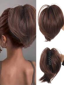 Extensiones de cabello postizo rizado y desordenado con moño elástico, extensiones de cabello para mujeres, cobertura para cola de caballo, pinza para cola de caballo corta de múltiples colores, accesorios de moda para el cabello, pinzas para el cabello, accesorios de otoño, pinzas para el cabello de invierno, accesorios para atuendos de vacaciones, accesorios de verano para la playa - Multicolor - Ver 13