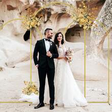 3pcs(7.2ft, 6.6ft,6ft Height) , Flowers Decoration Wedding Golden Metal Arch Stand Frame , Wedding Arch Backdrop Stand Set, Balloon Arch Kit For Ceremony Birthday Party Bridal Shower Photo Booth Garden Floral Balloon Arch Decor - 金色 - 查看 7