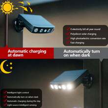 1pc Solar Powered Outdoor Wall Light, Outdoor Garden Solar Light With Motion Sensor, Fake Surveillance Light, Super Bright 4 LED Large Night Light, 5 LED Multi-Function Small Stake/Wall Light, 1200mAh Lithium-Ion Battery Solar Charging, Simulated Security Camera Design, 3 Lighting Modes, No Remote Control Included - Black - View 6
