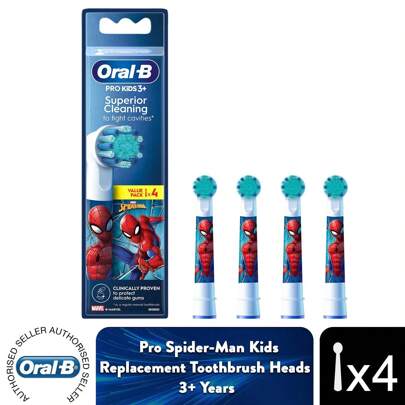 Kids Spider-Man Toothbrush Replacement Heads 4 Pack For Ages 3+ With Extra Soft Bristles And Kid-Friendly Design For Effective And Fun Brushing