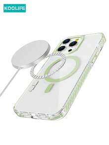 Koolife 1pc High Transparency 2.0mm PC Backplate With Magnetic Wireless Charging, Detachable Lanyard Hole Stand, Side Color Inlay, Molded Lens Frame, Full Coverage Phone Protective Case Compatible With IPhone 17 ProMax/17/17 Pro/17 Air/16/16 Pro/16 Plus/16 ProMax/11/11 Pro/11 ProMax/12/12 Pro/12 ProMax/13/13 Pro/13 Plus/14/14 Pro/14 Plus/14 ProMax/15/15 Pro/15 Plus/15 ProMax