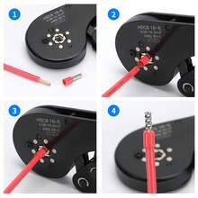 手动压接工具，适用于套圈端子 HSC8 6-4A/6-6A/16-6 套圈压接钳，电气连接器套件，线径 0.25-10mm² 23-7AWG