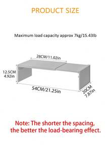 1件/2件可扩展厨房收纳架，塑料台面橱柜收纳架，带可调节隔板，用于存放香料和炊具，无需组装，分层搁板，餐具架。（如需强承重能力，请参考第二张尺寸表了解使用方法。） - 彩色 - 查看 3