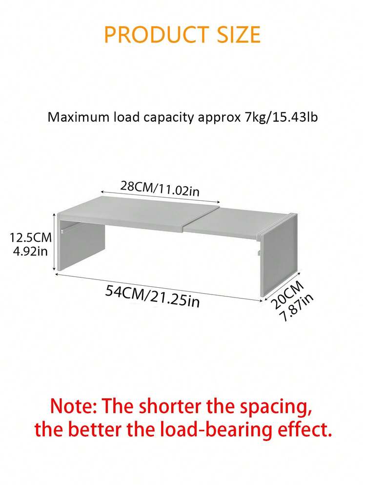 1pc/2pcs Expandable Kitchen Organizer Rack, Plastic Countertop Cabinet Organizer With Adjustable Shelf Dividers For Spices And Cookware Storage, No Assembly Required, Tiered Shelf, Utensil Rack. (If You Need Strong Load-Bearing Capacity, Please Refer To The Second Size Chart For The Usage Method.) - Multicolor - View 2