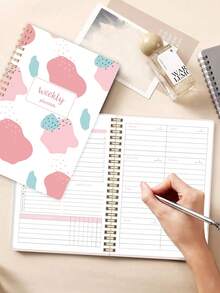 Trees Weekly Planner Notebook Undated Daily Schedule Agenda Sprial Goals Planner With Habit Tracker For Women Teacher Appreciation Gifts - Pink - View 5