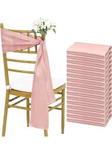 1pc/6pcs/10pcs Rose Gold Satin Chair Sashes Wedding Chair Ribbon Bow Silk Chair Knot Sash Ties For Reception Restaurant Event Banquet Birthday Hotel Party Chair Decoration Sash Bows