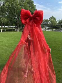 红色大蝴蝶结圣诞派对装饰，巨型圣诞蝴蝶结派对背景装饰，大型欧根纱巨型蝴蝶结悬挂装饰，适用于圣诞节、婚礼派对、家居装饰、圣诞装饰、房间装饰、冬季圣诞装饰、家居圣诞礼物、圣诞装饰