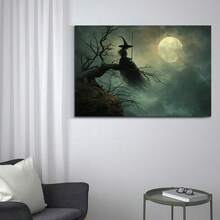 1 Pc Canvas Painting,Classic Anime Halloween Canvas Poster - The Ultimate Moonlight Witch - Beautiful Visual Art Aesthetics, Woodblock Canvas Wall Art Print, Autumn Decoration , Wooden Framed Art,High Quality ,Thickness 2. 25cm/1inch Wall Art Prints Poster Direct Hanging Decor For Home Gifts,Living Room, Bathroom, Bedroom, Kitchen,Bar,Office - 藍色 - 查看 1