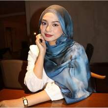 Watercolour Floral Printed Hijab Scarf Women Soft Modal Cotton Instant Hijab Wraps Shawls Long Scarves - Màu 11 - Xem 4