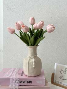 3pcs Artificial Tulip Flowers Decor, Home Decoration Accessories, Fake Flowers For Living Room & Bedroom - Dusty Pink - View 12