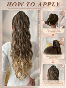 24 Inch Deep Brown Water Wave Curly Ponytail Hair Extension, Soft & Natural Looking, Suitable For Women - Piano Color - View 9