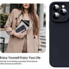 Ốp lưng điện thoại iPhone 17 Pro bằng silicon lỏng có [Bảo vệ toàn diện camera] [Lớp lót sợi siêu mịn chống trầy xước], Ốp lưng điện thoại màu trơn siêu mỏng chống sốc, tương thích với iPhone 17/16/15/14/13/12/11 Pro Max Plus - màu đen - Xem 7
