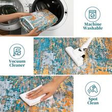 Waschbarer, moderner abstrakter Teppich, rutschfest, niedriger Flor, weicher, zeitgenössischer Überwurf, Bodenbelag, faltbarer Innenteppich für Wohnzimmer, Schlafzimmer, Spielzimmer, Kinderzimmer