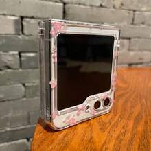 Pink Floral Pattern Clear Flip Phone Case Compatible With Samsung Galaxy Z Flip6 7 5 4 3 Z Fold 3 4 5 6 Ultra Thin Transparent Protective Cover Compatible With Motorola Razr 40 50/40 50 60 Ultra - ZDPC P17 - Xem 7
