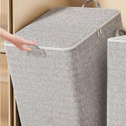 大容量可折叠布艺收纳袋，衣物床上用品整理袋，适用于卧室、宿舍，易于使用，节省空间，是旅行和换季衣物/物品收纳的理想之选。