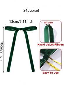 24 pièces Nœuds de ruban de velours vintage pour décoration d'arbre de Noël - Élégants nœuds en ruban de polyester rouge et vert pour ornements de fête, artisanat DIY et cadeaux, couronnes, portes, décoration de la maison, mariage, Thanksgiving, Nouvel An et décorations de Noël - Multicolore - Voir 9