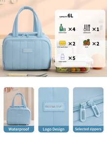 1 Stück neue aufgeblähte isolierte Lunch-Tasche, leicht, großes Fassungsvermögen, gesteppte Lunch-Kühltasche, wasserdicht, auslaufsicher, thermisch isolierte Lunch-Box, Bento-Tasche, Dinner-Isoliertasche, verstärkte süße Lunch-/Obst-Tasche, weich gepolstert, wiederverwendbar für Arbeit, Picknick oder Reisen, Küchenausstattung, Schul-Rückkehr-Zubehör, Lunch-Tasche für Frauen, Lunch-Box für die Schule