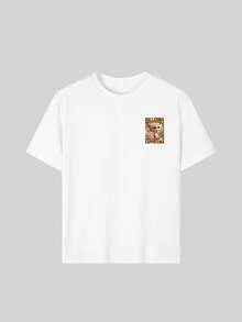 Tween Girl Casual Funny "Italian Brainrot Coffee Ballerina" Graphic Print Crew Neck Short Sleeve T-Shirt, Summer Top - White - View 4