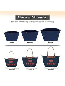 Tote Bag Organizer Insert, Felt Handbag Organizer With Multiple Pockets, Zipper Pouch, Bag In Bag - Navy Blue - View 4