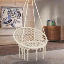 Outdoor Macrame Swing Chair Hammock Chair Hand Woven Rope Swing Y- Stop Hammock Chair For Home Bedroom Patio Deck Garden Indoor Ins Style Fringed Hanging Chair. Home Indoor Woven Hanging Basket. Nordic Style Balcony Rattan Chair. Slouchy Rocking Chair - Multicolor - View 7