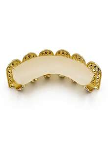 Gold Plated Teeth Grillz Studded With Shiny Zirconia - 金色 - 查看 3