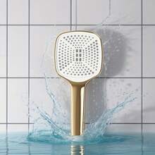 High Pressure Square Handheld Shower Head, Large Panel Water-Saving Shower Head, Gold