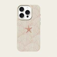 1pc TPU Material Pink Elegant Starfish & Shell Pattern Full Screen Phone Case, Compatible With Iphone/ Phones - White - View 5