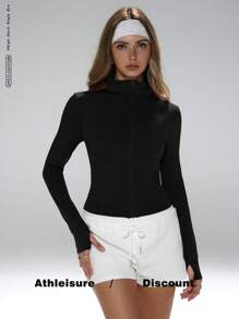 这款运动夹克采用简约时尚的设计，融合了学院风和运动元素。长袖带拇指孔，舒适弹力的面料适合舞蹈/普拉提等运动。前拉链设计搭配低领，方便您轻松从街头过渡到健身房。塑形缝线、修身剪裁、全面覆盖、带拇指孔的长袖、有效收腰设计、提胸褶裥、360°弹力结构以及防滑拉链护片，打造完美身材。女士修身拉链夹克 - 黑色 - 查看 4