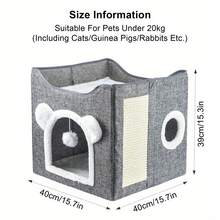 Shoze Large Cat Cave For Pet House With Fluffy Ball Hanging And Scratch Pad - grey- - View 2