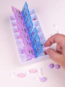 Hộp đựng thuốc viên 2 ngăn có thể tái sử dụng, Hộp đựng thuốc 7 ngày/tuần, di động, kín, 14 ngăn đựng viên vitamin, dễ dàng cất giữ và mang theo, thích hợp đựng vitamin và viên thuốc, vật dụng thiết yếu khi đi du lịch ngoài trời, văn phòng, bãi biển, kỳ nghỉ, trường học (Có sẵn 2/1 hộp) - Nhiều màu - Xem 2