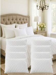 ZEYNEP TEKSTIL | 6 件套绗缝拉链枕头保护套 | 50x70 厘米 | 绗缝纹理 | 拉链开合，使用方便 - 白色 - 查看 1