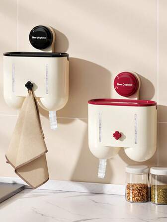 1 件食品保鲜膜分配盒，厨房储物盒，壁挂式防尘大容量储物盒