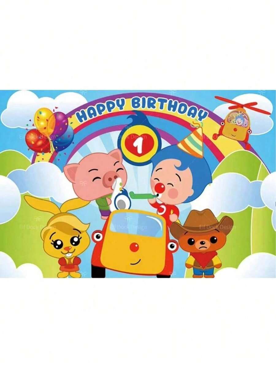 Plim Backdrop Kids Birthday Party Photography Cartoon Photo Background Rainbow Vinyl Table Banner Decoration Baby Room Tapestry - trắng - Xem 1