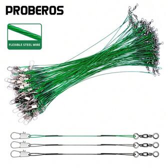 10pcs/Pack Lure Wire Leader With Anti-Bite Line, Snap Swivel, Fishing Tackle Accessories