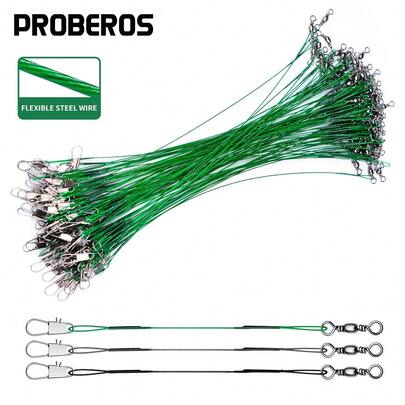 10pcs/Pack Lure Wire Leader With Anti-Bite Line, Snap Swivel, Suitable For Fishing Tackle Accessories