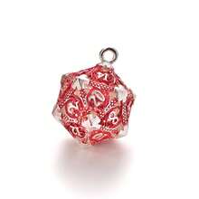 D20 金属空心盒 + 7 件金属骰子套装，便携式棋盘游戏骰子迷你套件，黑暗血迹风格骰子吊坠，圣诞节，万圣节， - 彩色 - 查看 4