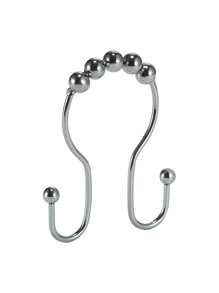 12pcs Stainless Steel Black Shower Curtain Hooks, Rust-Proof Curtain Rings, Smooth And Anti-Drop Double Curtain Rings. Electroplated To Prevent Rust And Corrosion, Suitable For Bathroom Environment. - Multicolor - View 13