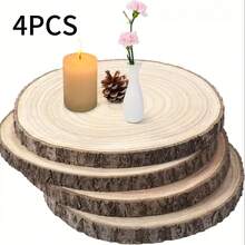 4 pezzi Fette di legno naturale, dischi di legno tondi grandi per artigianato, da dipingere a mano, per centrotavola, arti e mestieri, progetti fai-da-te, accessori per la pittura, omaggi per feste, decorazioni natalizie e decorazioni per la casa